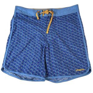 Patagonia Men’s 32 Wavefarer Scallop Hem Board Shorts Hawaiian Surf  18” Blue